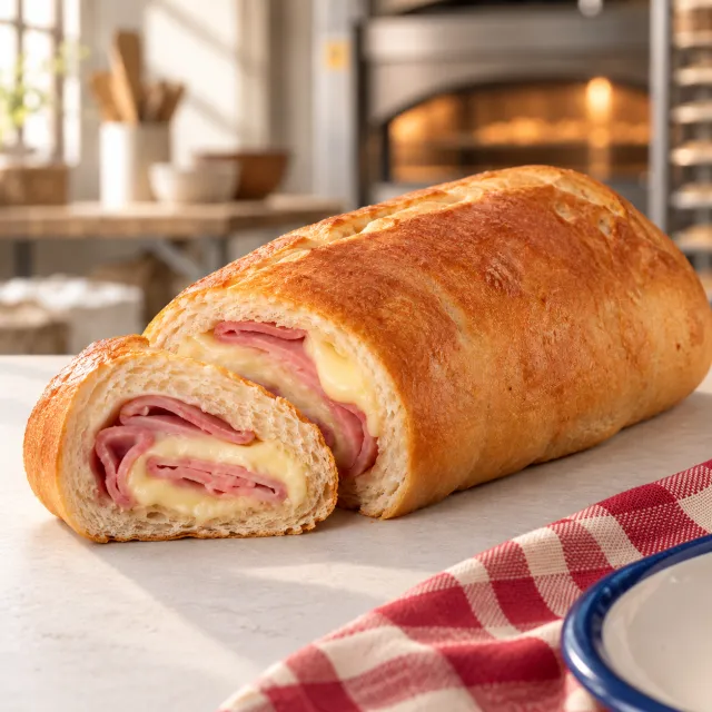 Pan familiar con jamón y queso