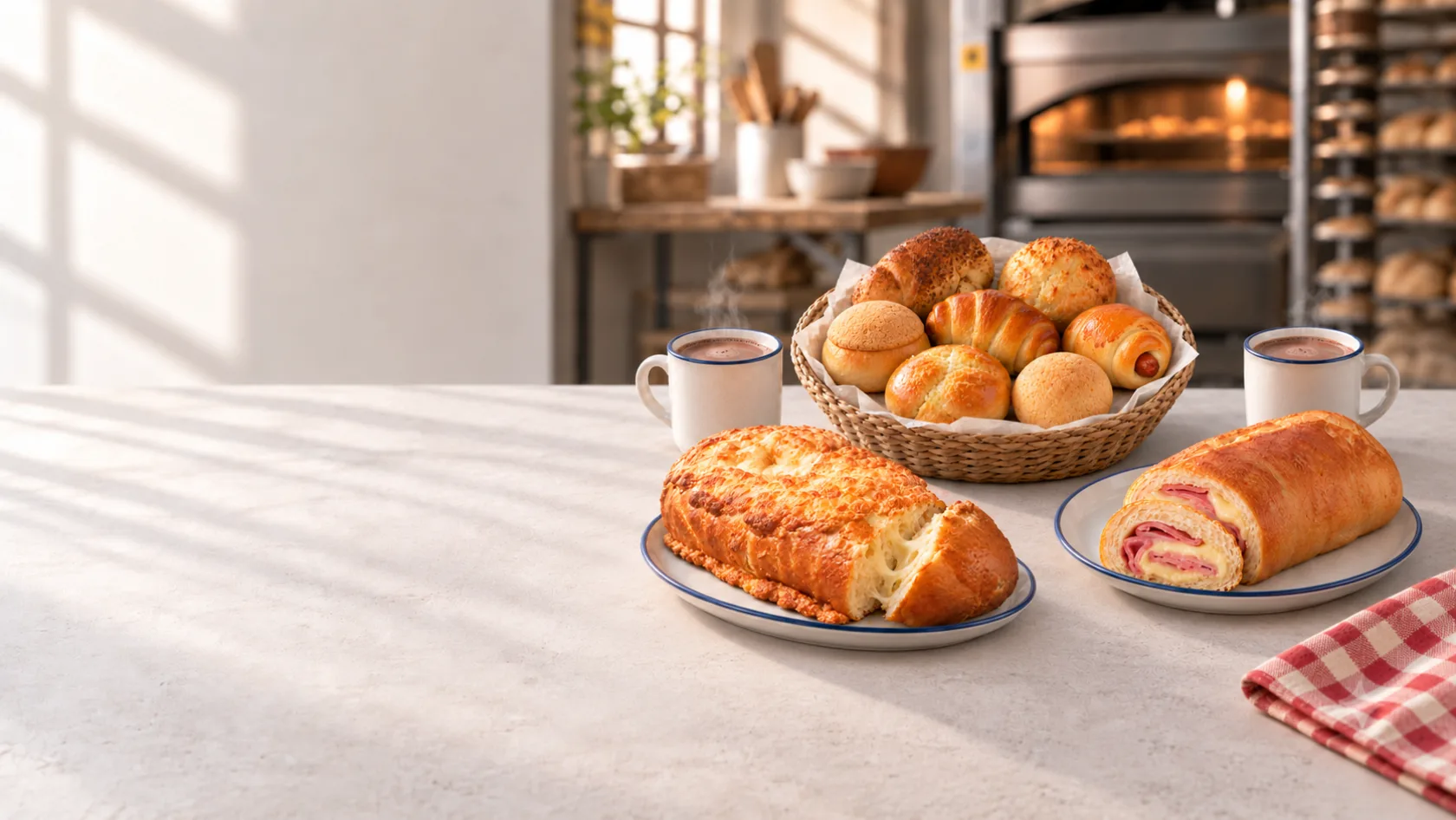 Breads and hot chocolate to share